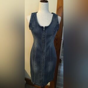 Venus Sleeveless Zip-Front Denim Dress